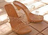 Vintage Clear Strappy Italian Wood Sandals 8